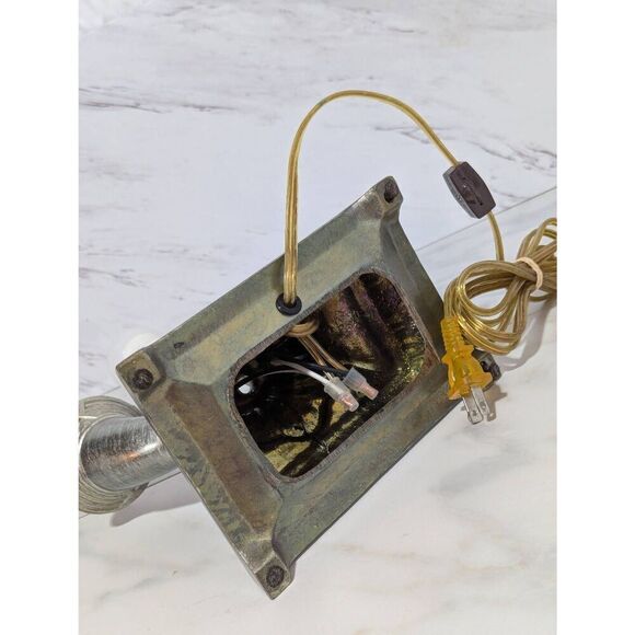 Rare Large Antique Art Neoclassical Silver Bronze Two Light Table Lamp - Picture 3 of 11